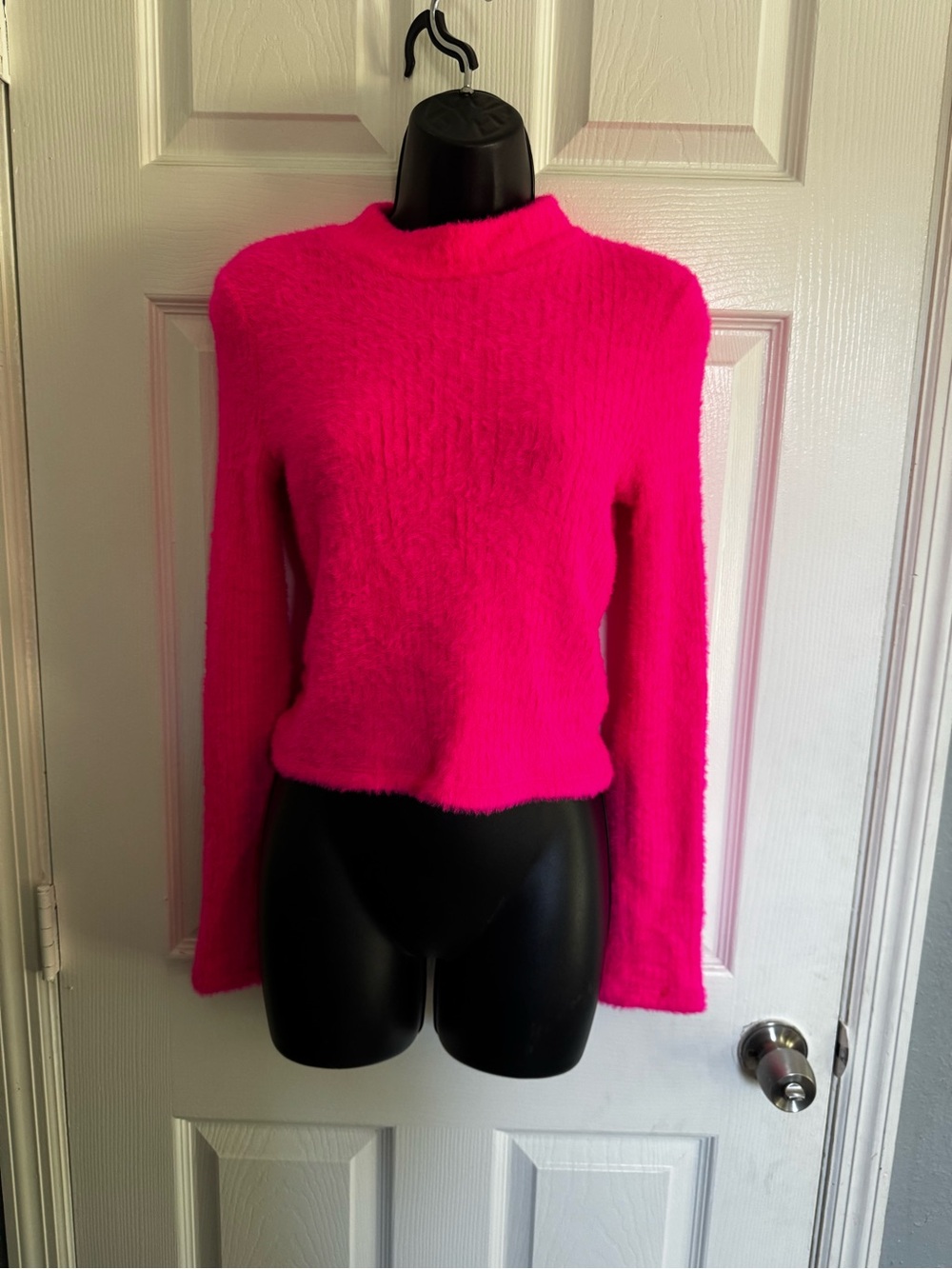 NWT Anthropologie Hot Pink Fuzzy Crewneck Sweater
